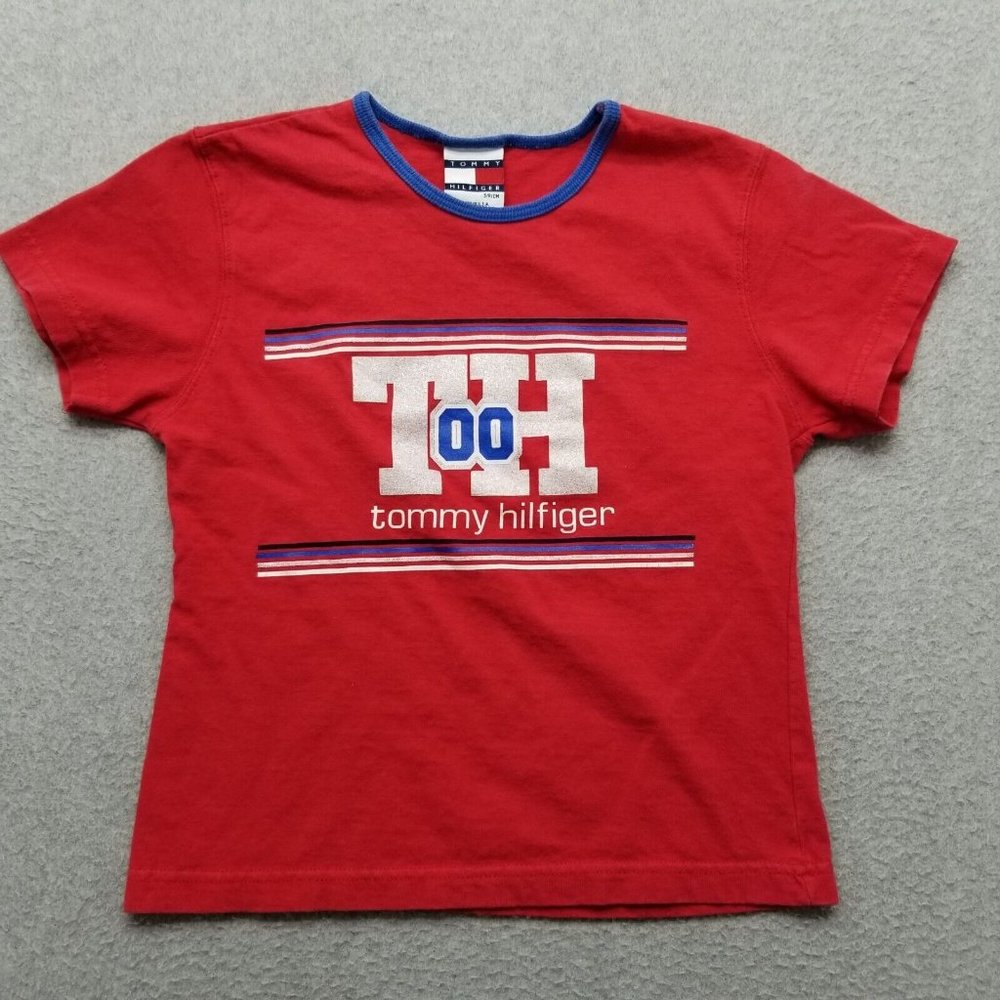 Vintage Tommy Hilfiger Shirt Youth Small Red Round Neck Girls